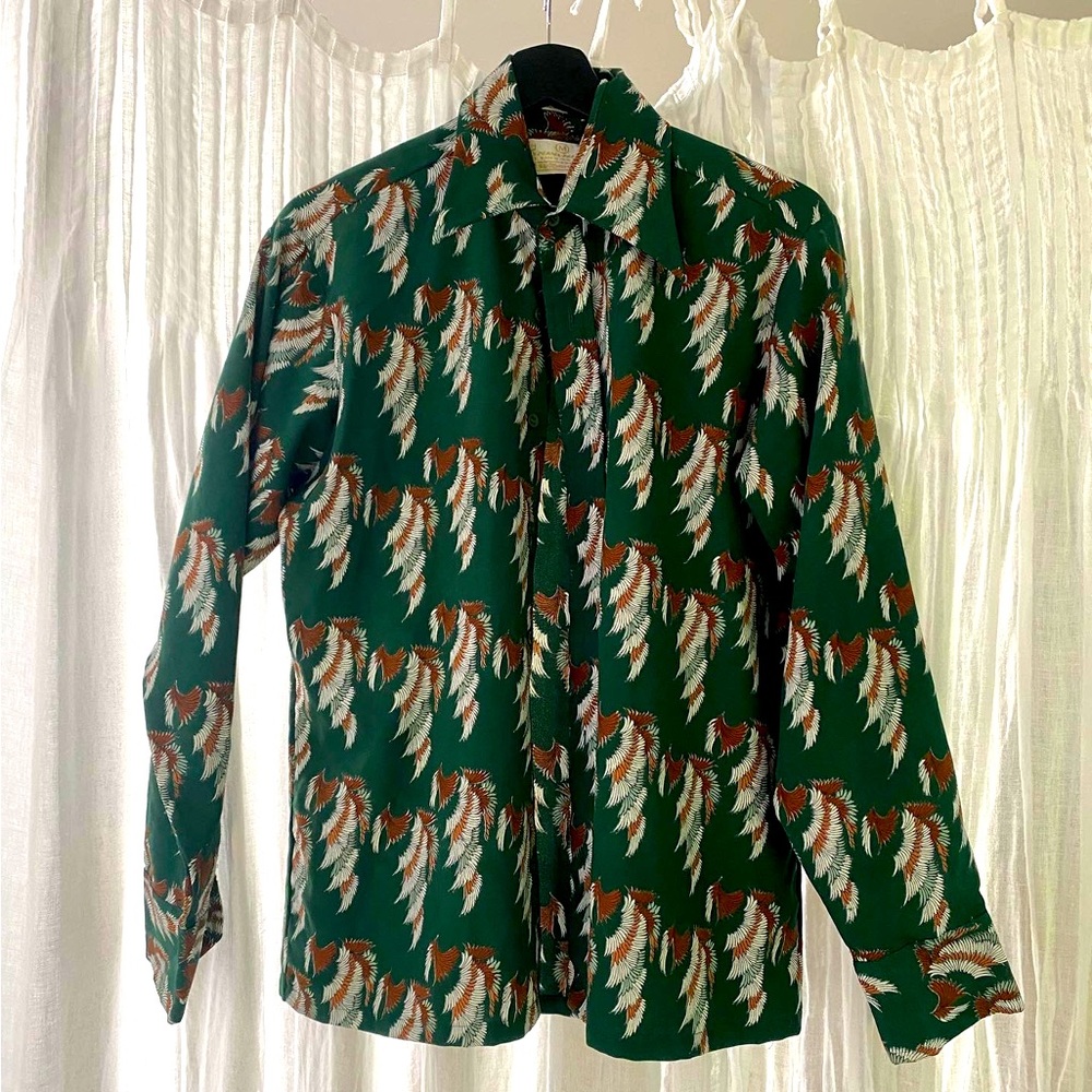 Eagle feather green button down